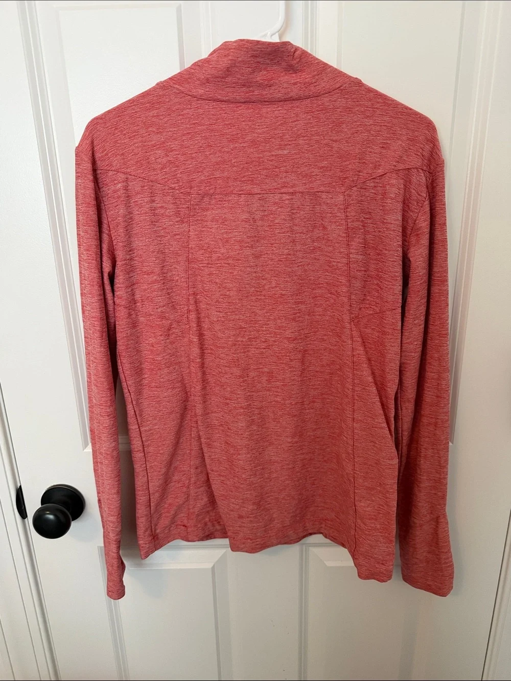 oiselle heathered coral crewneck logo long sleeve top